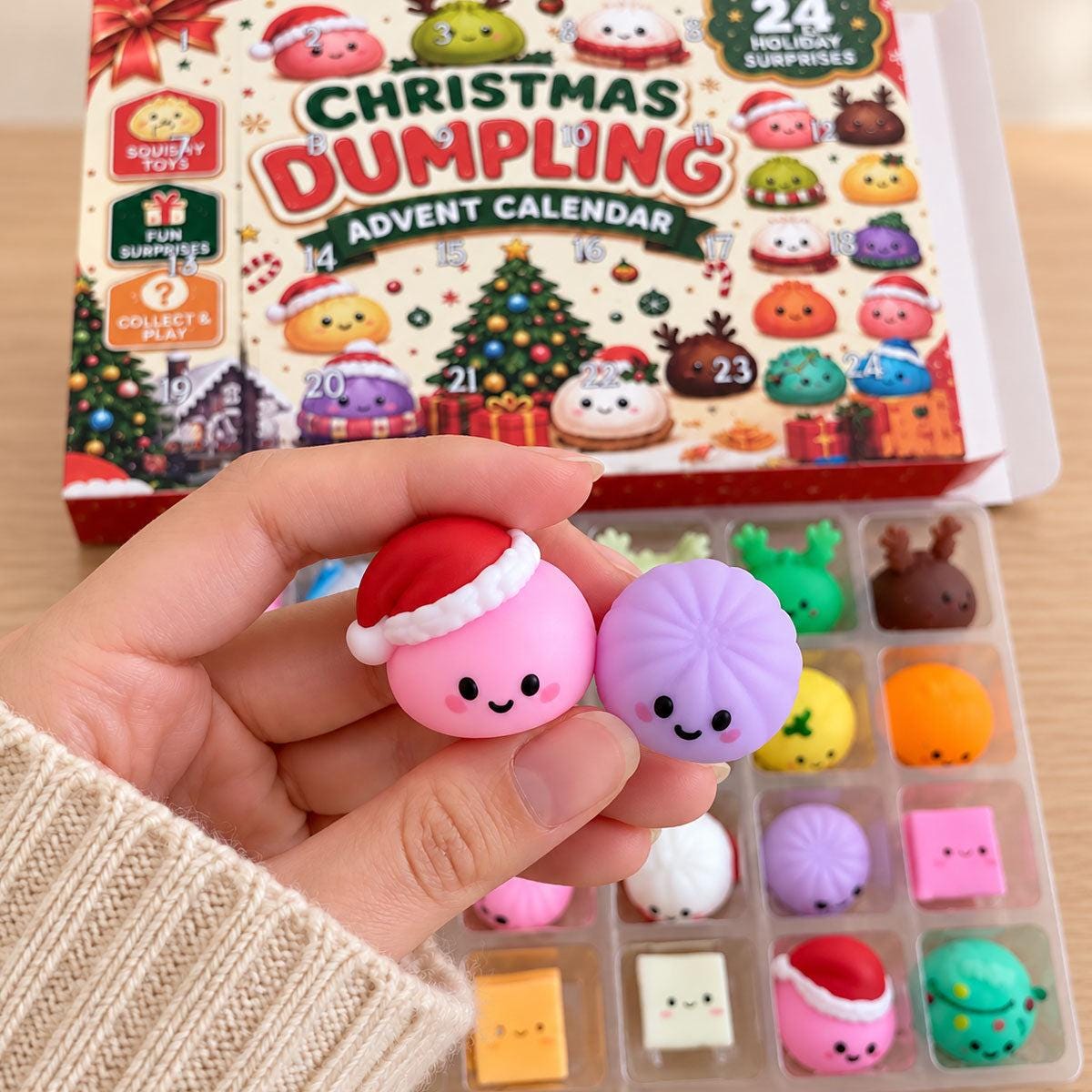 Dumpling Squishy Advent Calendar, 24 Day Christmas Countdown, Mini Squishy Fidget Toys, Kids Christmas Gift, Stocking Stuffer, Holiday Gift