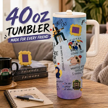 1 Pc 40oz Friends Inspired Insulated Vacuum Tumbler, Double Wall, Leak-Proof, Keeps Hot for 12hrs, Keeps Cold for 24hrs, Perfect for Daily Use, Office, Coffee Shop, Travel, Stylish & Durable