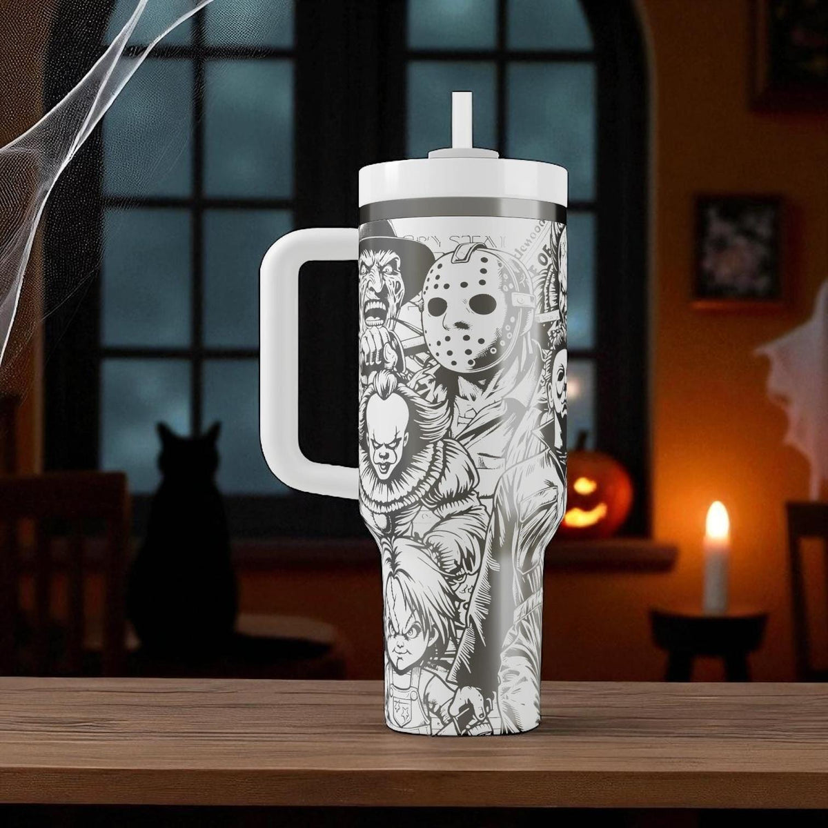 Horror Icons Stanley Tumbler – Engraved Halloween Cup – Custom Gift – 40oz