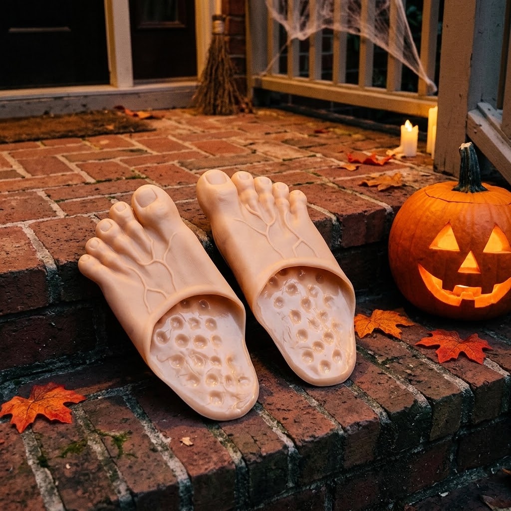 Funny Giant Feet Slippers – Realistic Barefoot Monster Slippers, Ugly Feet Costume Shoes, Halloween Gag Gift for Adults