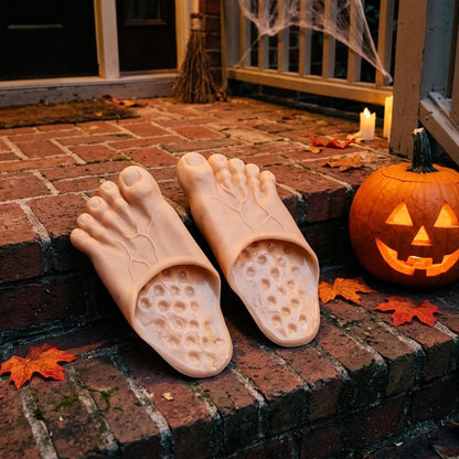Funny Giant Feet Slippers – Realistic Barefoot Monster Slippers, Ugly Feet Costume Shoes, Halloween Gag Gift for Adults