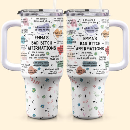 40oz Personalized Badass Affirmation Tumbler: Stainless Steel Travel Mug