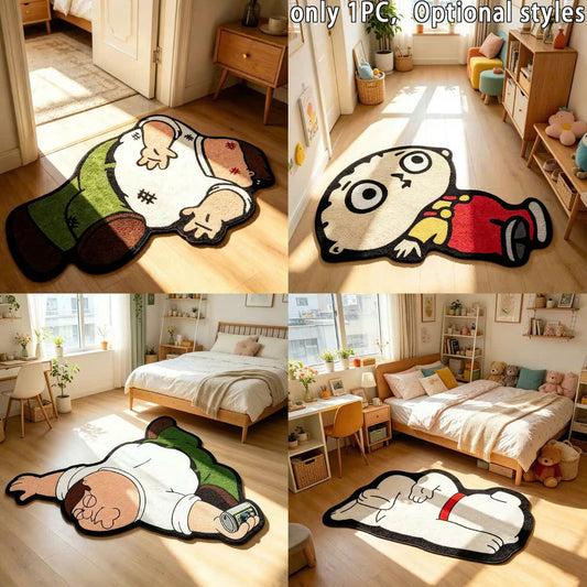 Cartoon Character Floor Mat, 1 Count Cute Soft Polyester Plush Rug, Non-Slip Washable Carpet for Living Room & Bedroom Decor Home Decor Rug, Cartoon Pattern Rug, Home Decorative Rug