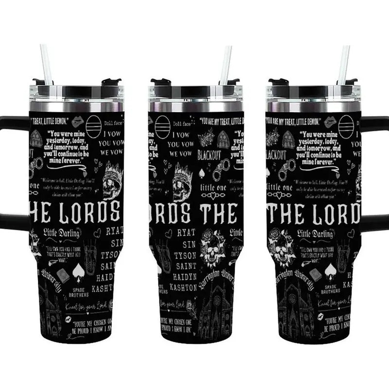 The Lords Dark Romance 40oz Tumbler with Handle, Barrington University Bookish Fan Gift, Ryat Silas Tyson Sin Custom Aesthetic Travel Mug, Little Darling Dark Romance Merchandise