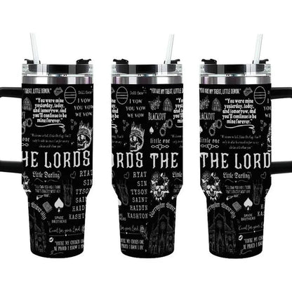 The Lords Dark Romance 40oz Tumbler with Handle, Barrington University Bookish Fan Gift, Ryat Silas Tyson Sin Custom Aesthetic Travel Mug, Little Darling Dark Romance Merchandise