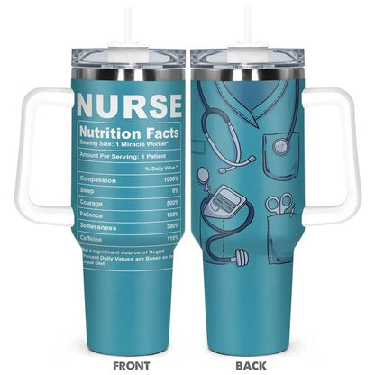 Nurse Themed Stainless Steel Tumbler with Lid, Ice Coffee Tumbler, 1 Count 40oz Insulated Water Bottle with Lid, Drinking Cup for Home Office School Outdoor Camping, Drinkware