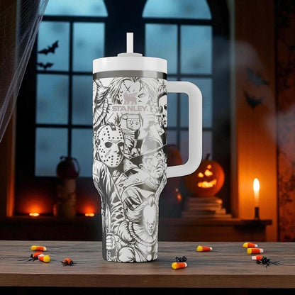 Horror Icons Stanley Tumbler – Engraved Halloween Cup – Custom Gift – 40oz