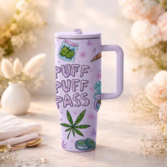 40oz Funny, Trendy and Eye Catching Design, Stylish Tumbler, Big Capacity with Handle and Straw
