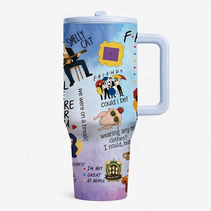 1 Pc 40oz Friends Inspired Insulated Vacuum Tumbler, Double Wall, Leak-Proof, Keeps Hot for 12hrs, Keeps Cold for 24hrs, Perfect for Daily Use, Office, Coffee Shop, Travel, Stylish & Durable
