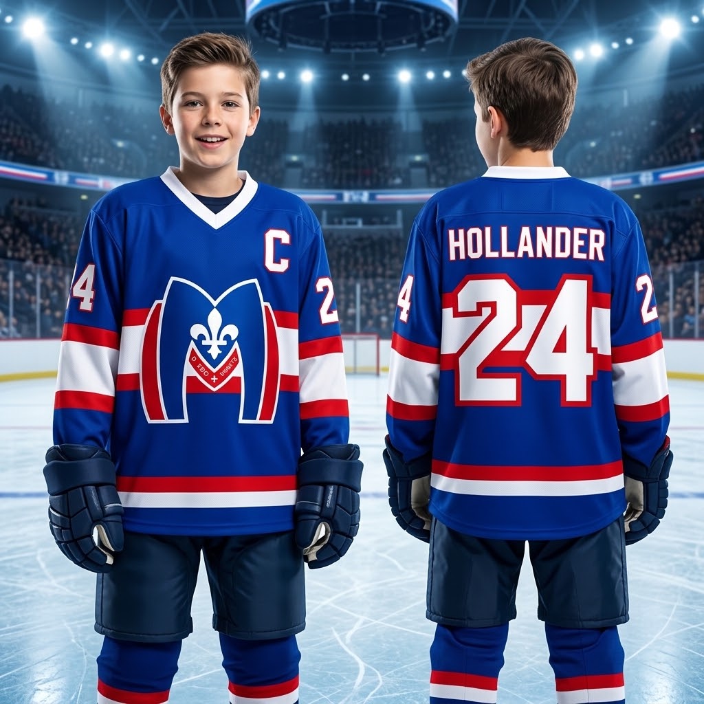Kids Hockey Inspired Jersey – Black V-Neck Long Sleeve Hockey Shirt, Youth Hockey Fan Pullover, Ice Hockey Gift for Boys & Girls