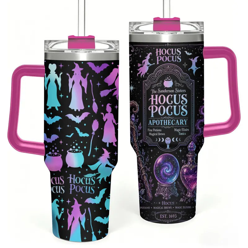 Halloween Tumbler – 40oz-dark pink handle