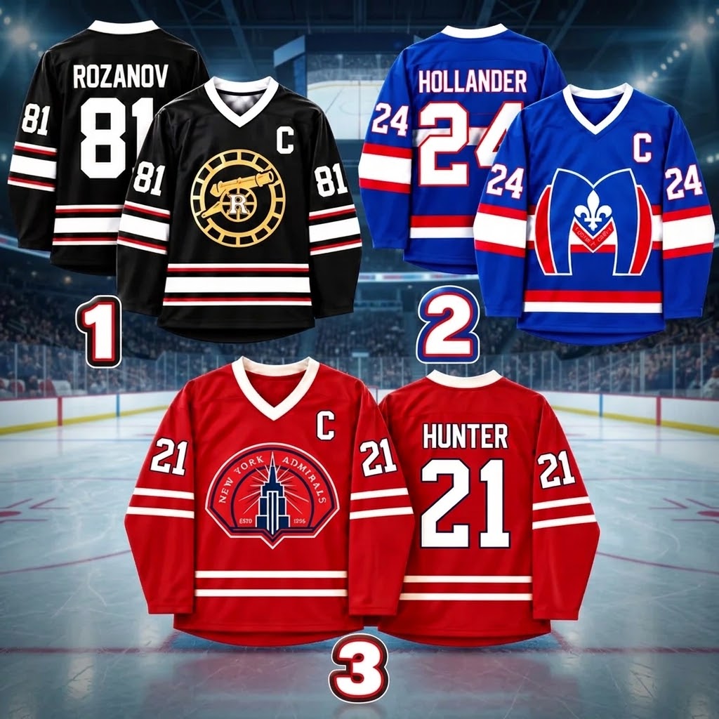 Hockey Inspired Jersey – Black V-Neck Long Sleeve Hockey Shirt, Unisex Hockey Fan Pullover, Hockey Lover Gift