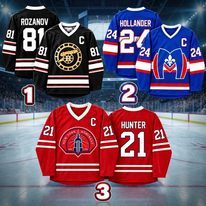 Hockey Inspired Jersey – Black V-Neck Long Sleeve Hockey Shirt, Unisex Hockey Fan Pullover, Hockey Lover Gift