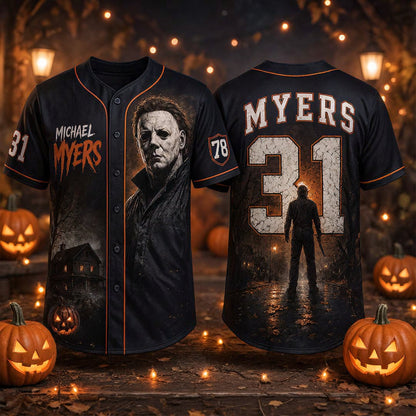 Horror Slasher Baseball Jersey, Classic Horror Movie Characters Shirt