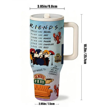 1 Pc 40oz Friends Inspired Insulated Vacuum Tumbler, Double Wall, Leak-Proof, Keeps Hot for 12hrs, Keeps Cold for 24hrs, Perfect for Daily Use, Office, Coffee Shop, Travel, Stylish & Durable