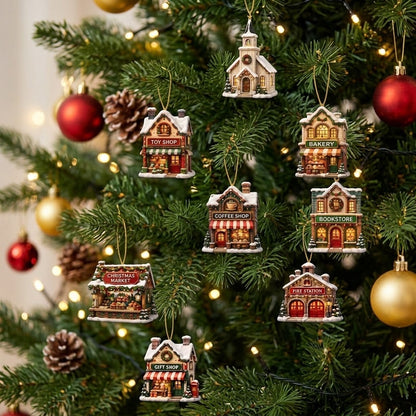 Christmas Village Advent Calendar 2026, 24 Acrylic Tiny Houses Ornaments, Winter Town Countdown Blind Box, Holiday Tree Hanging Decor Gift