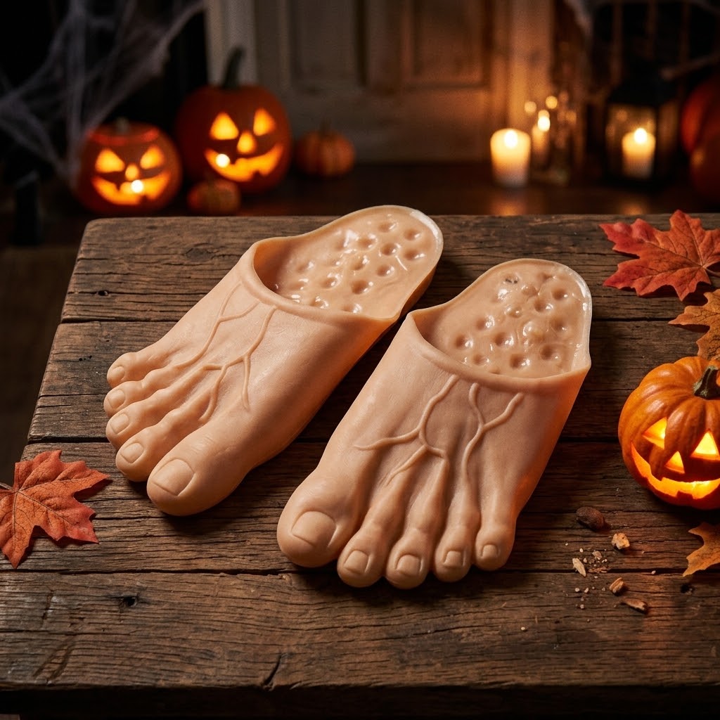 Funny Giant Feet Slippers – Realistic Barefoot Monster Slippers, Ugly Feet Costume Shoes, Halloween Gag Gift for Adults