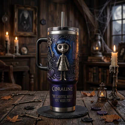 Coraline Movie Tumbler 40oz 2D Printed V2 Premium