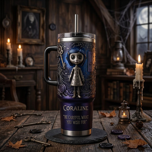 Coraline Movie Tumbler 40oz 2D Printed V2 Premium