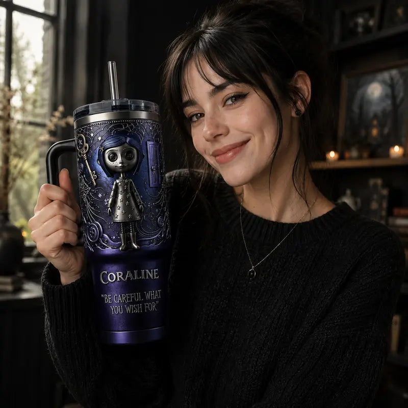 Coraline Movie Tumbler 40oz 2D Printed V2 Premium – view 2