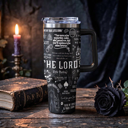 The Lords Dark Romance 40oz Tumbler with Handle, Barrington University Bookish Fan Gift, Ryat Silas Tyson Sin Custom Aesthetic Travel Mug, Little Darling Dark Romance Merchandise