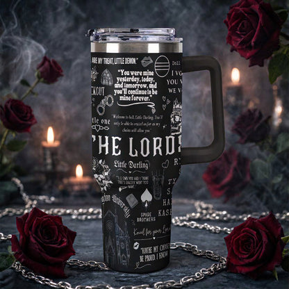 The Lords Dark Romance 40oz Tumbler with Handle, Barrington University Bookish Fan Gift, Ryat Silas Tyson Sin Custom Aesthetic Travel Mug, Little Darling Dark Romance Merchandise