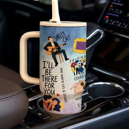 1 Pc 40oz Friends Inspired Insulated Vacuum Tumbler, Double Wall, Leak-Proof, Keeps Hot for 12hrs, Keeps Cold for 24hrs, Perfect for Daily Use, Office, Coffee Shop, Travel, Stylish & Durable