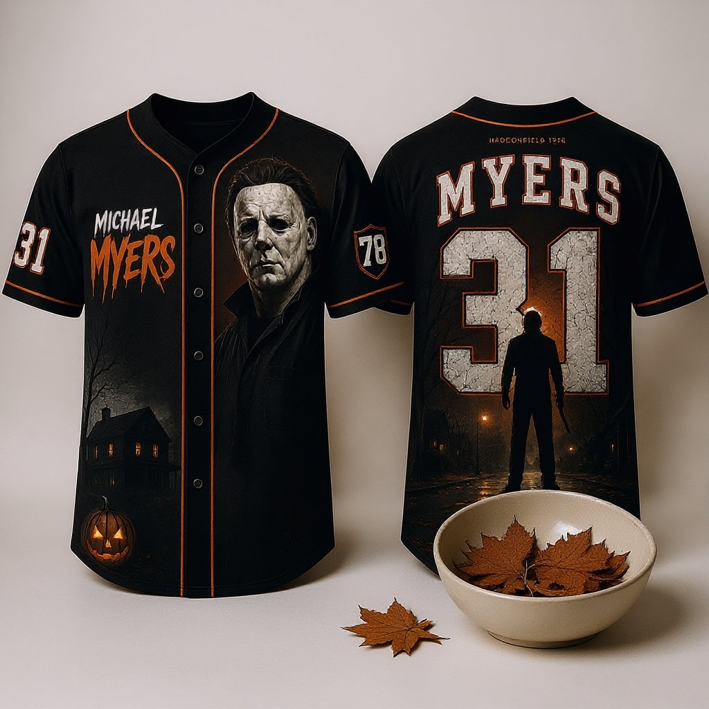 Horror Slasher Baseball Jersey, Classic Horror Movie Characters Shirt