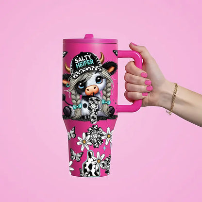 Salty Heifer Tumbler 40 oz – Rose red