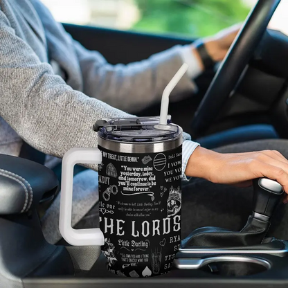 The Lords Dark Romance 40oz Tumbler with Handle, Barrington University Bookish Fan Gift, Ryat Silas Tyson Sin Custom Aesthetic Travel Mug, Little Darling Dark Romance Merchandise