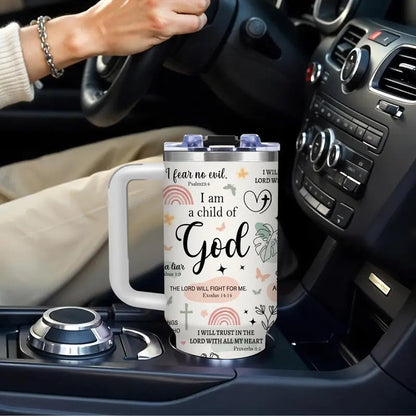 1PC 40oz BPA-Free Round Plastic Christian Travel Tumbler with Handle & Straw, God Faith Scripture Quotes, Inspirational Floral Pastel Print, Leakproof Vacuum Flask for Church, Mother's Day & Anniversary Gifts