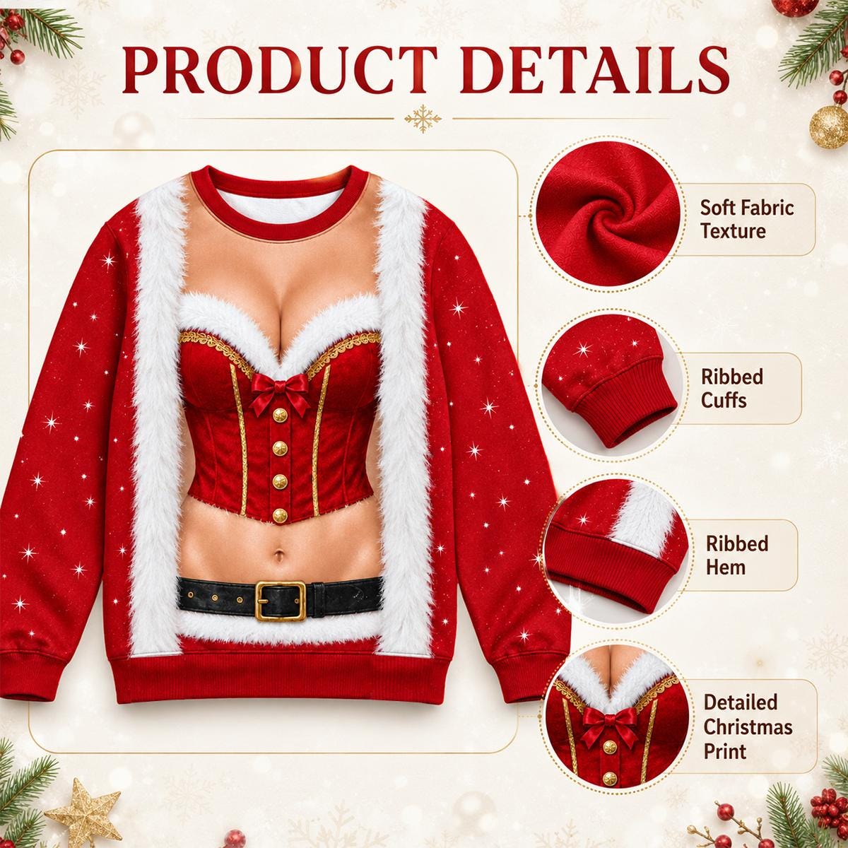 Funny Ugly Christmas Sweater, Novelty Holiday Sweatshirt, Festive Party Outfit