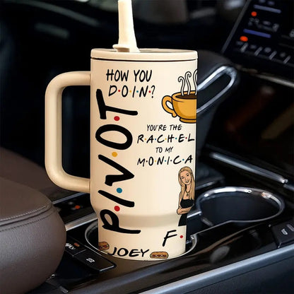 1pc 40oz Friends Fans Insulated Tumbler with Handle, Double Wall Vacuum Stainless Steel Travel Mug, Flasks, Drinkware, Keeps Cold 24H and Hot 12H, Leakproof Cup for Coffee, Office, Daily Use, Sitcom Inspired Gift for Friends, Birthdays, Holidays