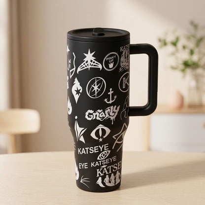 KATSEYE Inspired 40oz Tumbler Cup, Aesthetic Kpop Fan Gift, Stainless Steel Insulated Travel Mug with Handle, Idol Style Water Bottle, Birthday Christmas Holiday Gift for Music Lovers, Collectible Insulated Vacuum Drinkware