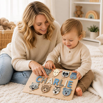 Personalized Ocean Name Puzzle, Sea Animal Wooden Puzzle for Kids, Custom Montessori Name Board, Under the Sea Toddler Toy