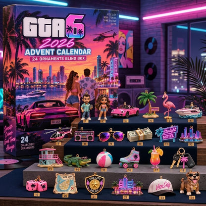 GTA 6 Vice City Advent Calendar 2026, 24 Collectible Christmas Ornaments, Retro Miami Gaming Countdown Box, Gamer Gift