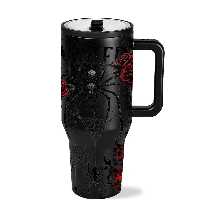 1‑Piece 40oz Insulated Mug – Crimson Venom - Black