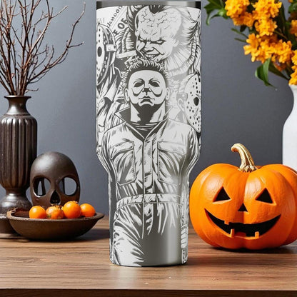 Horror Icons Stanley Tumbler – Engraved Halloween Cup – Custom Gift – 40oz