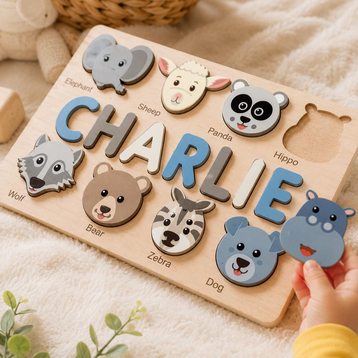 Personalized Ocean Name Puzzle, Sea Animal Wooden Puzzle for Kids, Custom Montessori Name Board, Under the Sea Toddler Toy