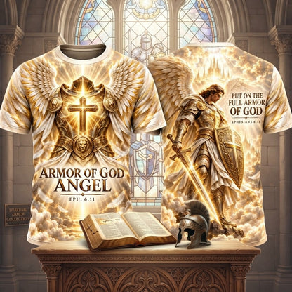 Spiritual Armor Collection T-Shirt - Armor of God Angel Shirt - Christian Warrior Men/Women Tee - Bible Verse Ephesians