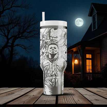Horror Icons Stanley Tumbler – Engraved Halloween Cup – Custom Gift – 40oz