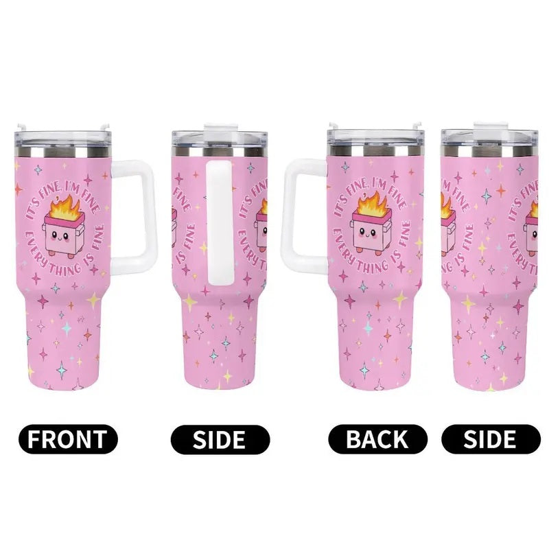 Dumpster 40oz Fire Tumbler, Stainless Steel This Little Light Of My Cup, Everything Is Fine Coffee Cup, Funny Birthday Gifts for Him Her, Kitchen Drinkware, Travel Breakfast Cup, Tea Cup