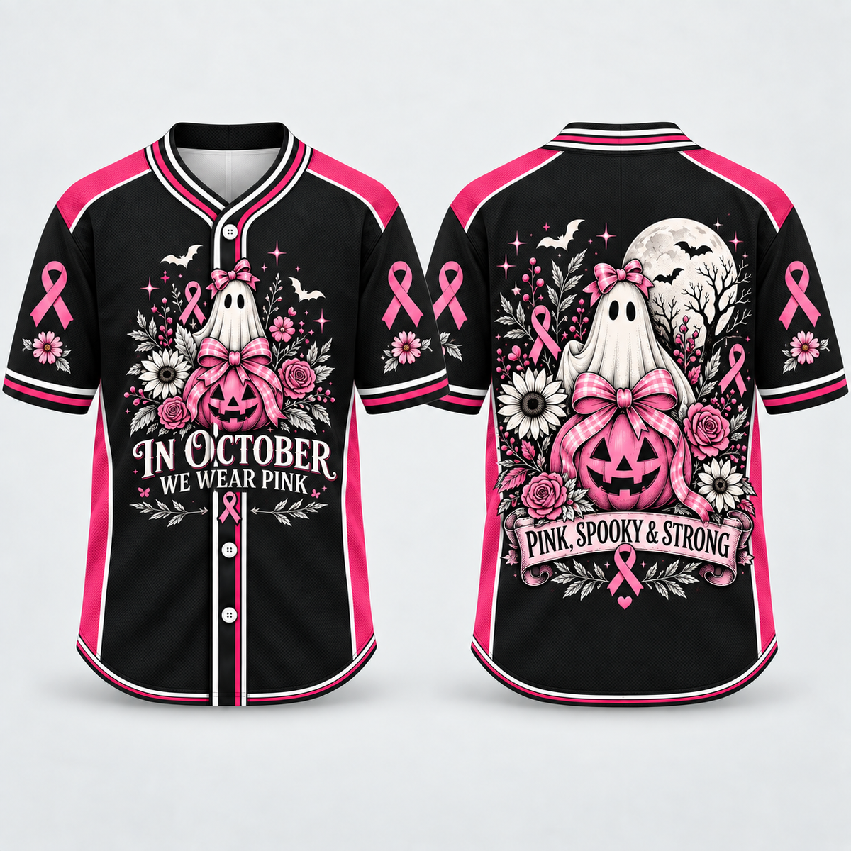 Pink Horror Jersey Collection – Floral Pink Ghost