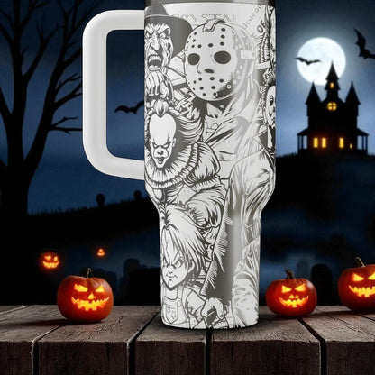 Horror Icons Stanley Tumbler – Engraved Halloween Cup – Custom Gift – 40oz
