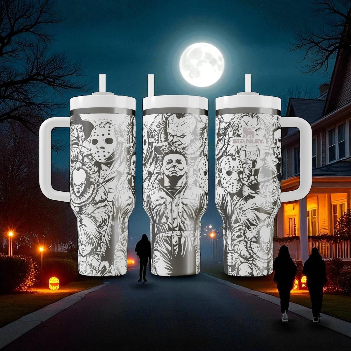 Horror Icons Stanley Tumbler – Engraved Halloween Cup – Custom Gift – 40oz