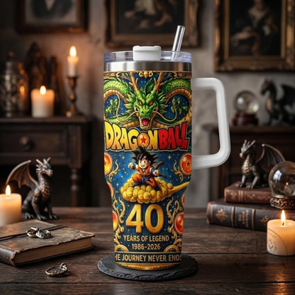 Dragon Ball 40th Anniversary 1986–2026 40oz Tumbler – Goku & Shenron Anime Inspired Stainless Steel Travel Mug, Dragon Ball Fan Gift