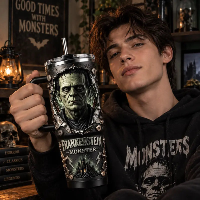 Frankenstein & Bride of Frankenstein Couple 40oz Tumbler – view 2