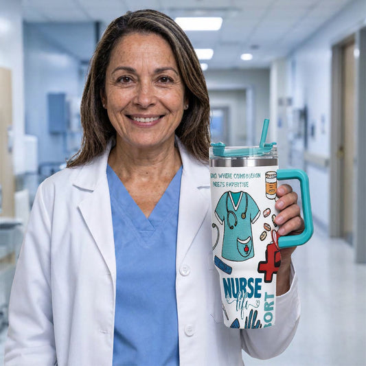 Caring Nurse Life Insulated Car Tumbler Medical Nursing Tools Print Stainless Steel Travel Mug For Nurses Who Save Lives One Patient At A Time Perfect Gift For Hardworking Healthcare Heroes Sturdy Drinkware Stylish Engrave