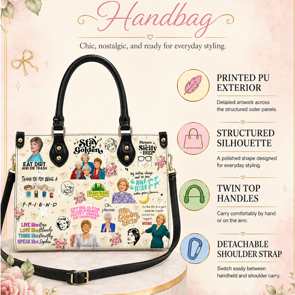Thank You For Being A Friend Women's PU Leather Tote Bag, Handbag with Shoulder Strap