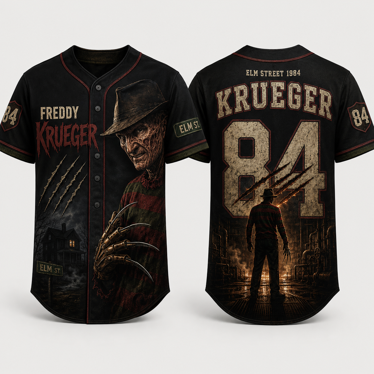 Horror Slasher Baseball Jersey, Classic Horror Movie Characters Shirt
